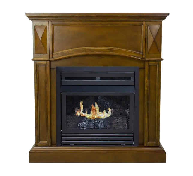 Pleasant Hearth 20,000 BTU 36 in. Compact Convertible Ventless Propane Gas Fireplace in Heritage Oak New