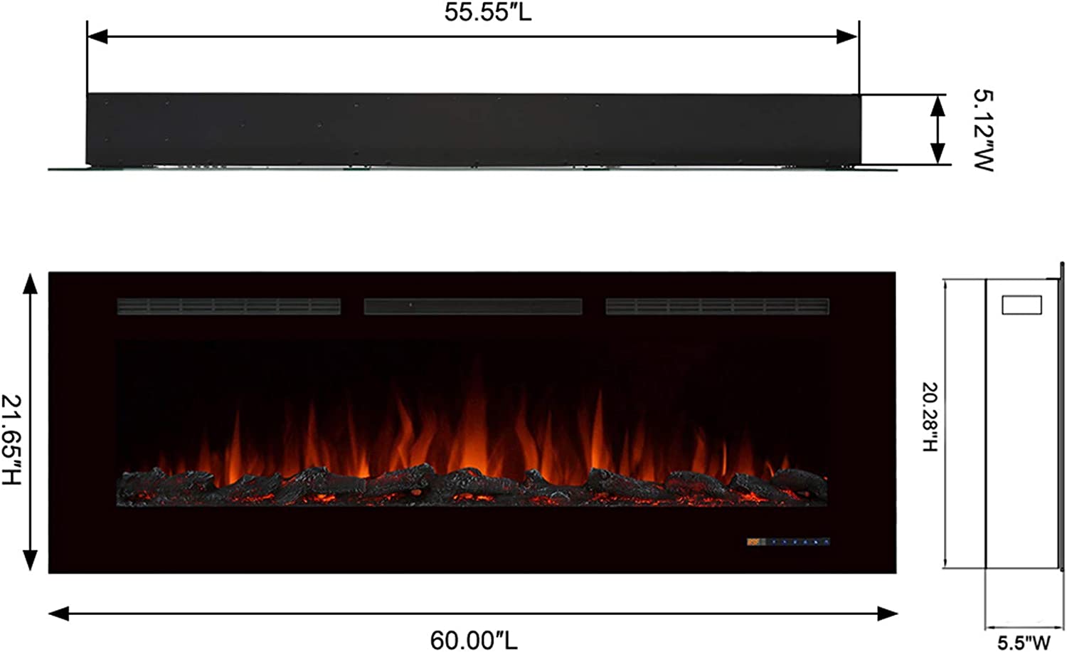 Valuxhome BI60 60 in. 750/1500W Recessed and Wall Mounted Electric Fir –  FactoryPure