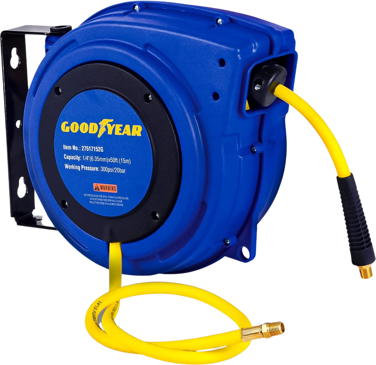 Goodyear GUR008 Retractable Hose Reel Air/Water 300 PSI 1/4 x 50' 1/4 –  FactoryPure