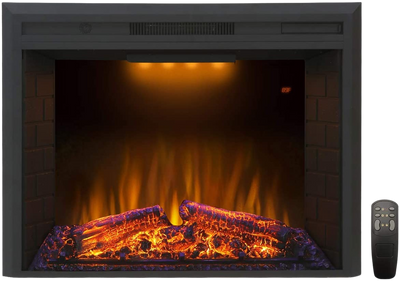 Valuxhome EF30T 33 in. 750/1500W Electric Fireplace Insert with Remote Overheating Protection and Fire Crackling Sound Black New