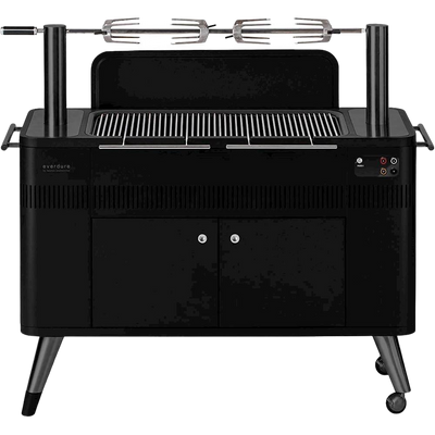 Everdure HBCE3BUS HUB II 54-Inch Charcoal Grill with Patented Built-in Rotisserie System Steel Graphite New