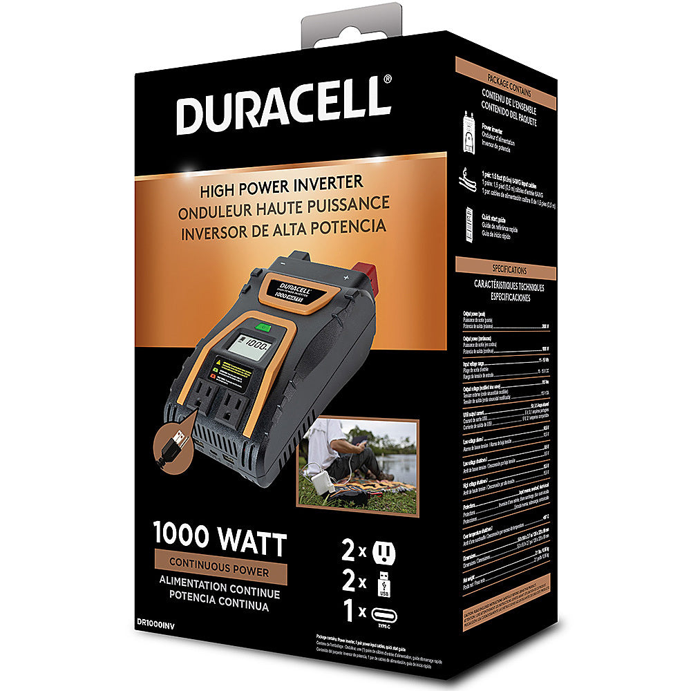 Duracell DR1000INV 1000W High Power Inverter with Type C USB Port New