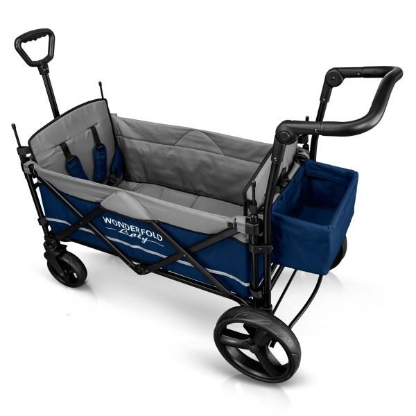 wonderfold outdoor x2 push & pull double stroller wagon WonderFold Baby X2 Push/Pull 2-Passenger Double Stroller Wagon Navy New