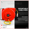 ReelWorks GUR022 Mountable Retractable Extension Cord Reel 12AWG x 80' 3 Grounded Outlets Max 15A New