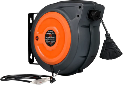 Super Handy GUR028 16 AWG x 50' 10A Triple Tap  Mountable Retractable Extension Cord New