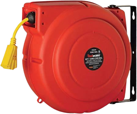 ReelWorks CR625201S3A 12 AWG x 65' 15A 3 Grounded Outlets Mountable Retractable Extension Cord Reel New
