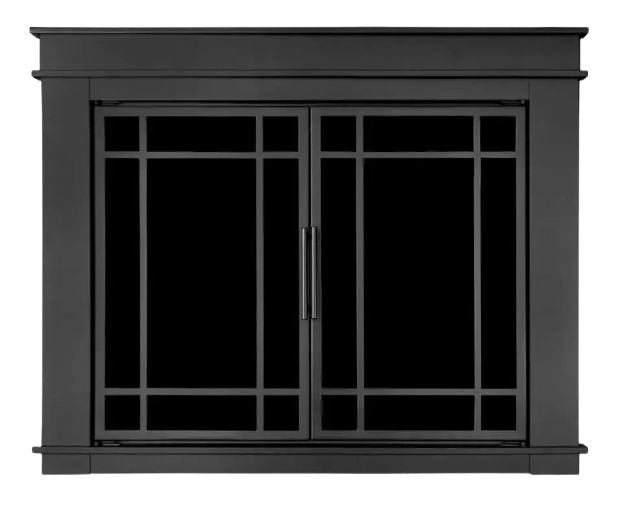 Pleasant Hearth Fillmore Large 32.5 by 43 in. Opening Glass Fireplace Doors Midnight Black New