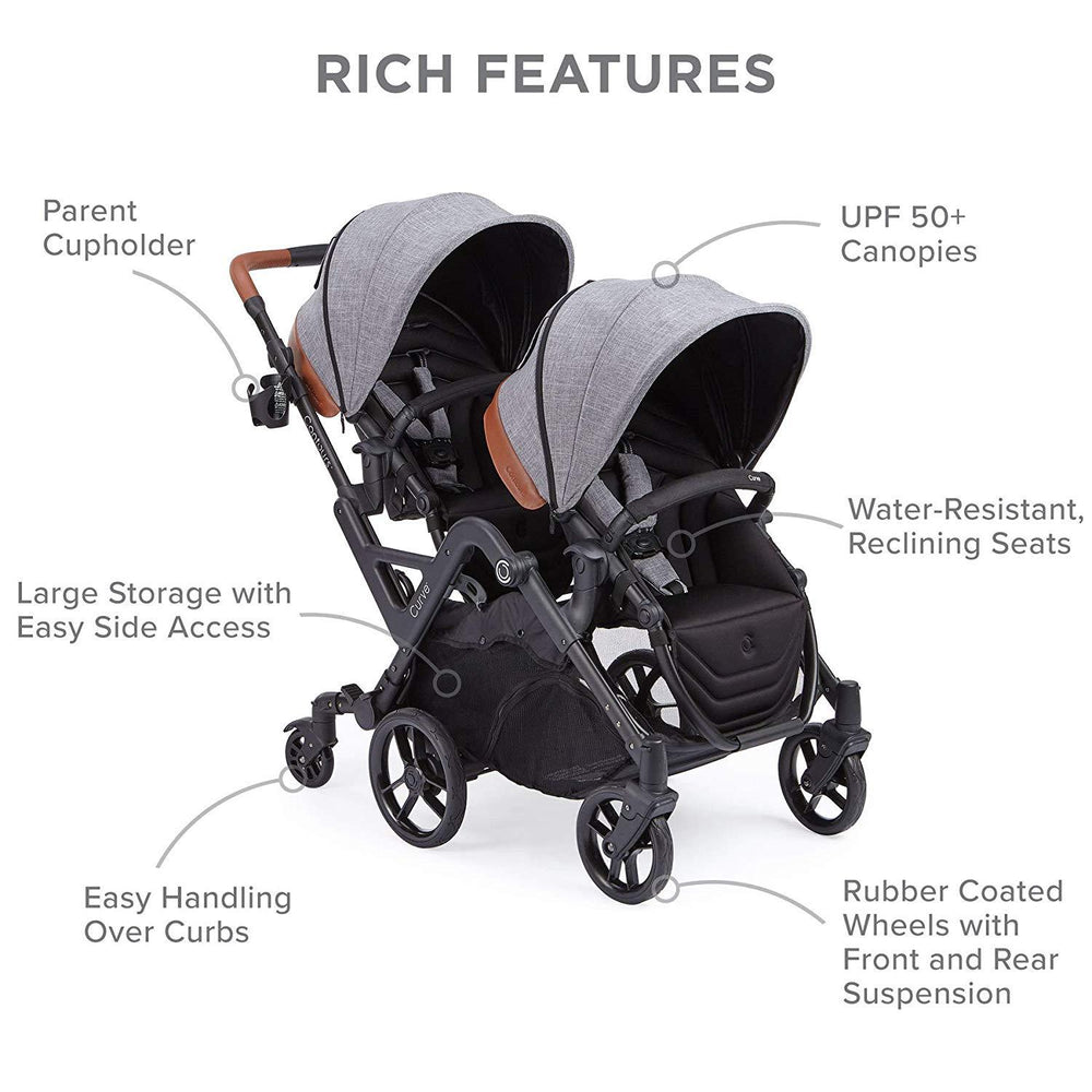 contours optima double tandem stroller Contours ZT020-GRA1 Curve Double Stroller in Gray/Black New – FactoryPure