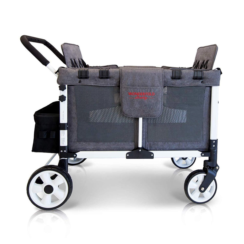 used stroller wagon near me WonderFold Baby Multi-Function Folding Quad Stroller Wagon with Removable Canopy and Seats Gray Used – FactoryPure