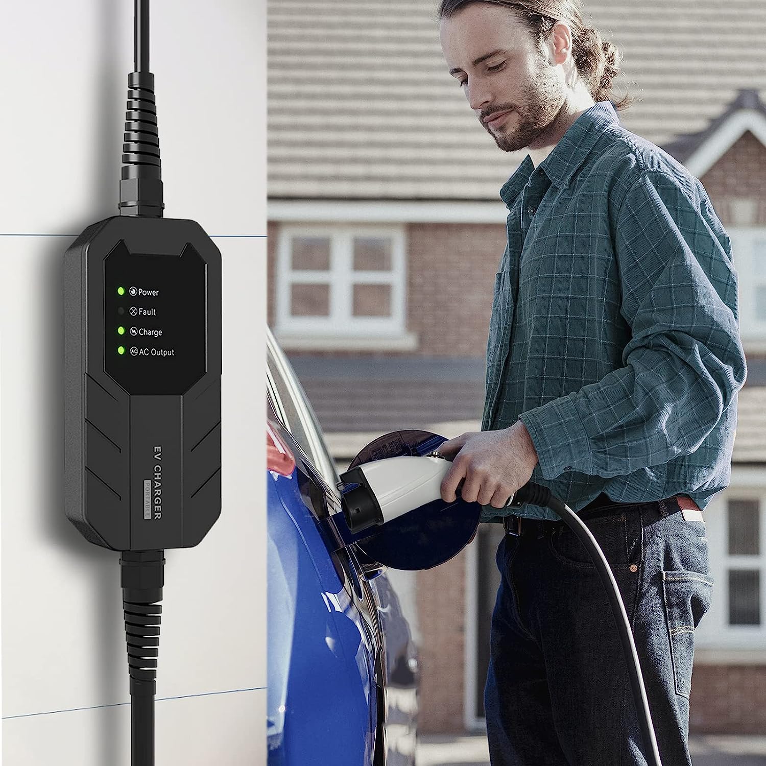 Level 2 & Level 1 EV Charger, 16Amp 110-240V 25ft Cable J1772 Electric Car  Charger with NEMA 6-20 & NEMA 5-15, Plug-in EV Charging Station with