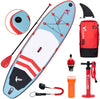Freein 10' 2" All Around Inflatable SUP Stand Up Paddle Board Package Dual Action Pump Camera Mount Red New