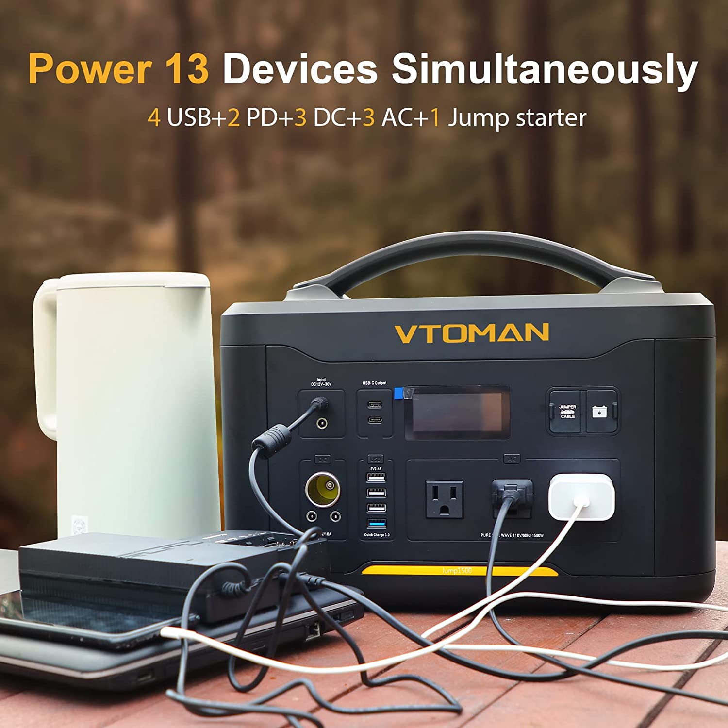 VTOMAN JUMP1500 1500W/1548Wh Portable Power Station Solar Generator with Jump Starter New