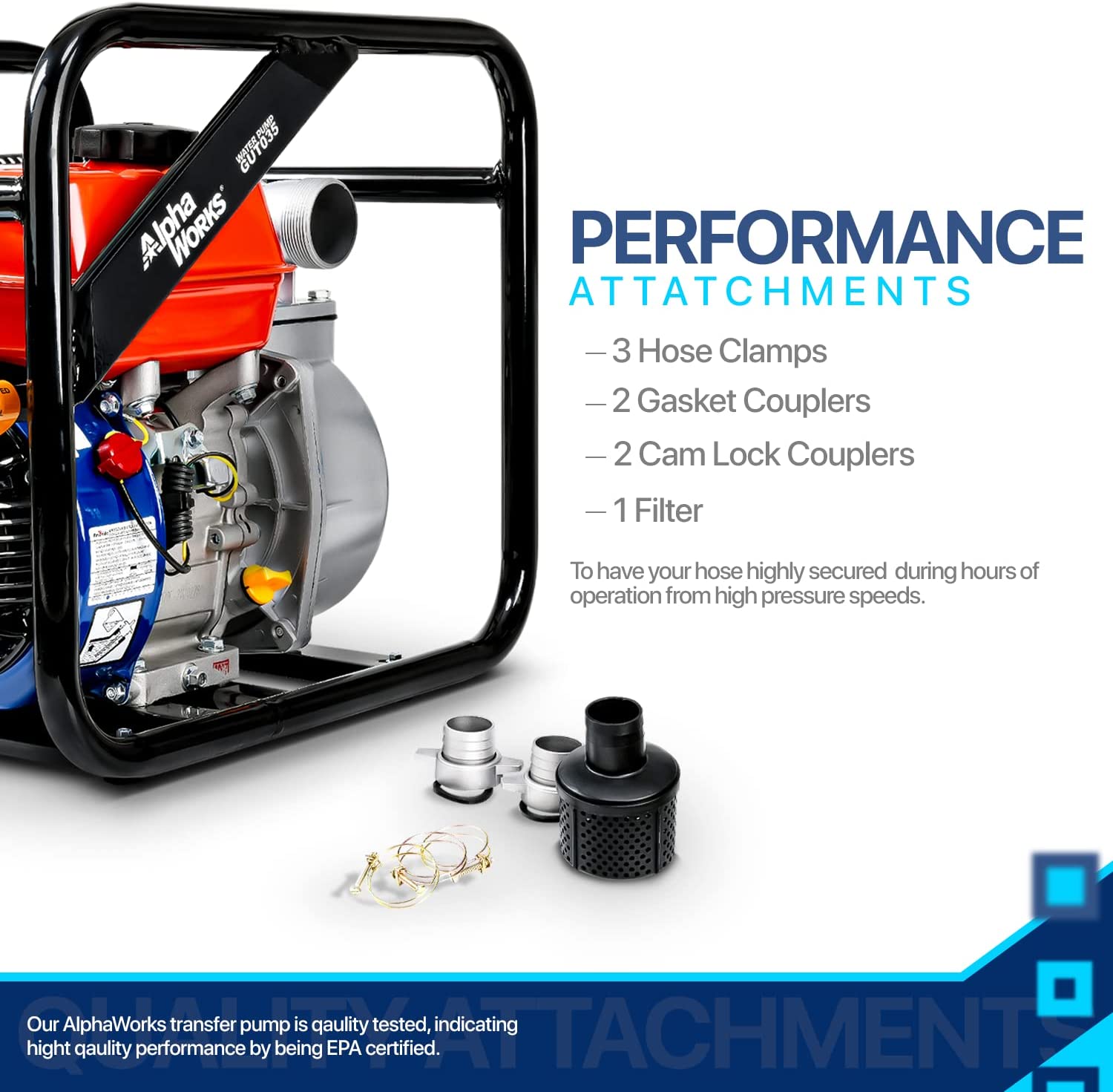 Alpha Works GUT035 7 HP Gas Engine 196 CC Max Flow 132 GPM