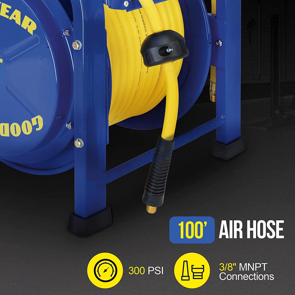 Goodyear Air Hose Reel Retractable 3/8 inch x 100 Feet 300 PSI / 20 B