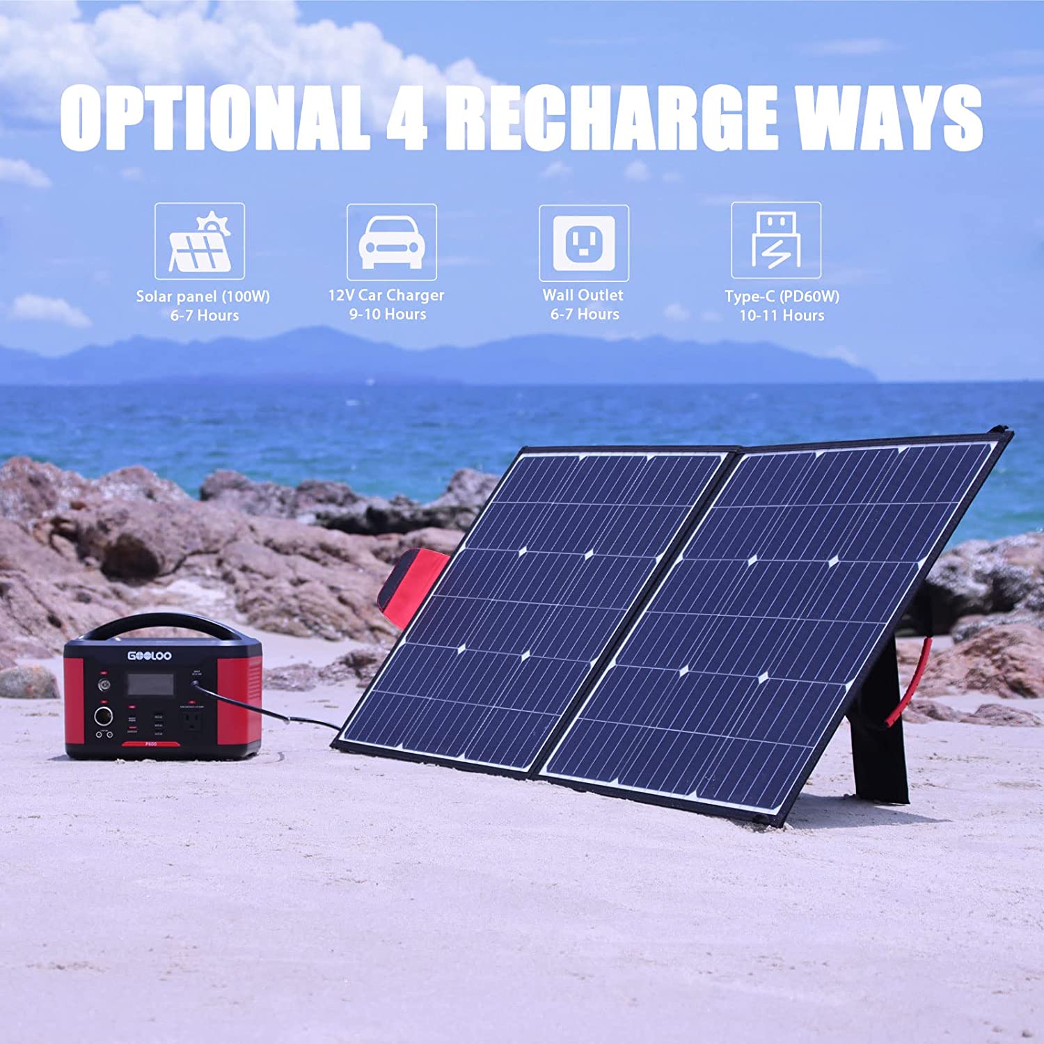 GOOLOO P600 626.4Wh 110V/600W Portable Power Station