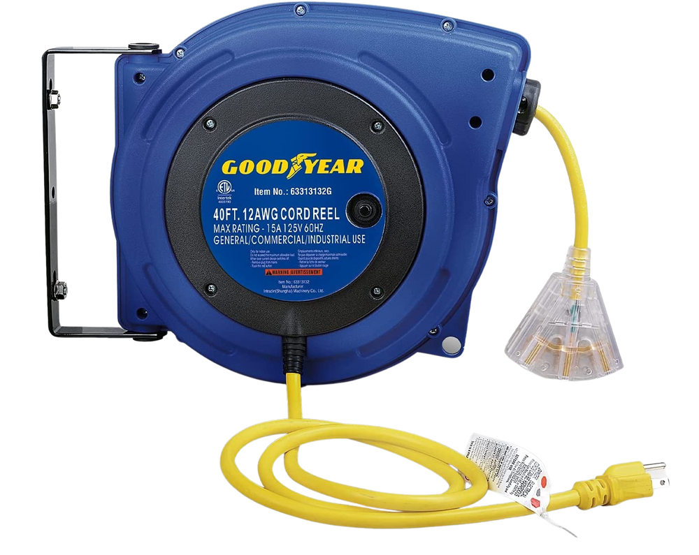 Goodyear 12 AWG x 40' Retractable Extension Cord Reel New – FactoryPure
