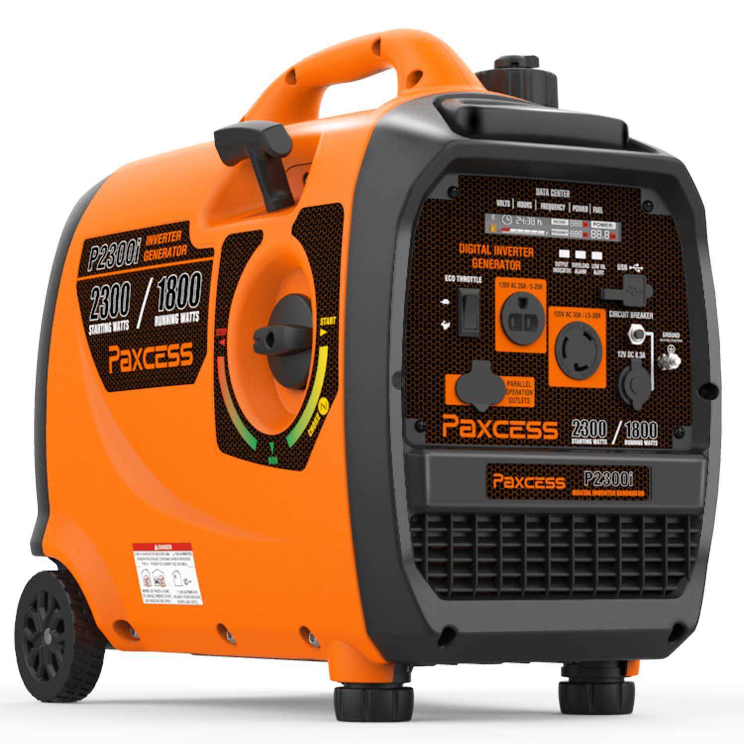 Paxcess P2300i 1800W/2300W Super Quiet Portable Gas Inverter Generator with Wheels and Handle New