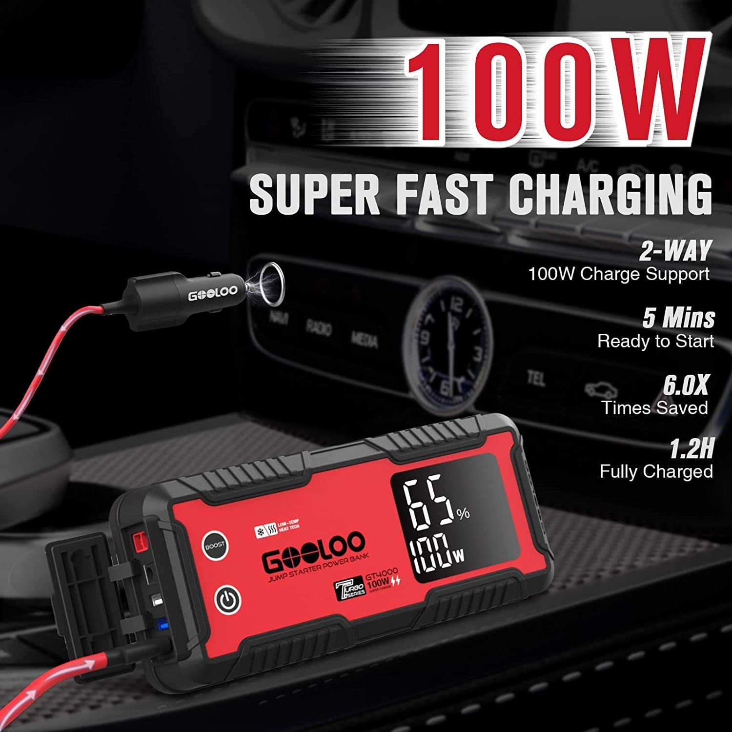 GOOLOO GT4000S Jump Starter 4000 Amp Portable Car Battery Charger