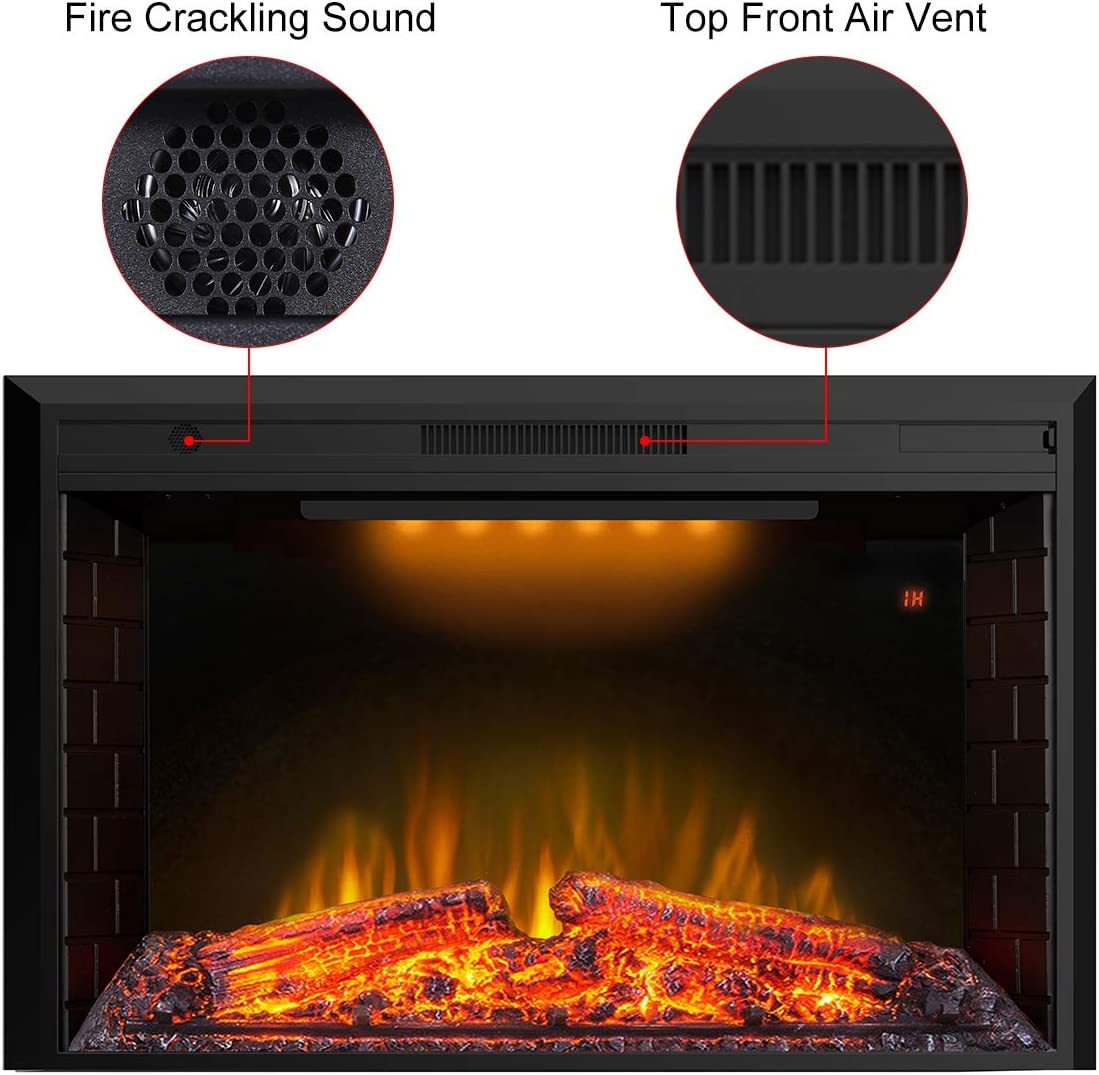 Valuxhome EF40T 43 in. 750/1500W Electric Fireplace Insert with Remote Overheating Protection and Fire Crackling Sound Black New