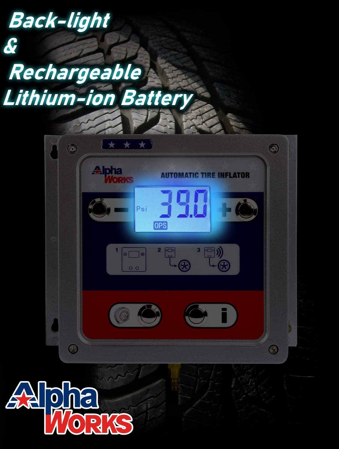 Alpha Works GUR003 1/4 Inch NPT 30 Foot Hose LCD Digital Tire Inflator Gauge New