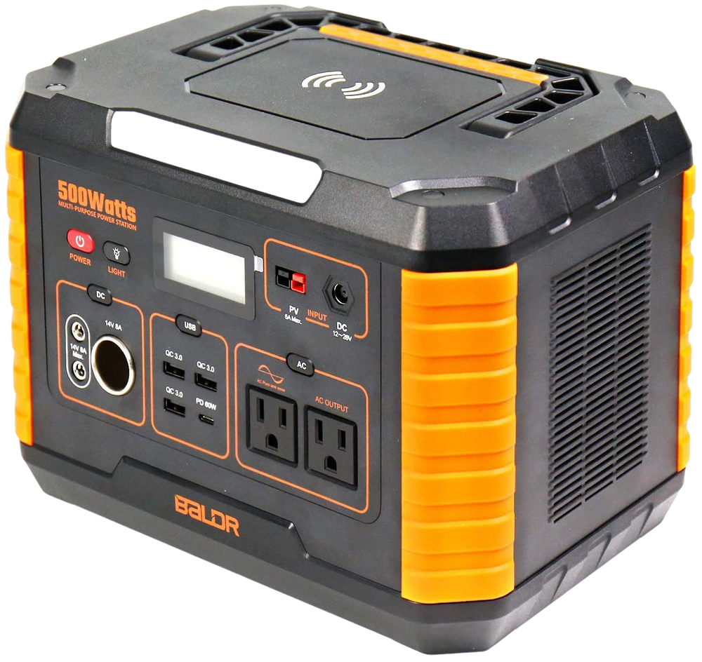 BALDR 500W Portable Power Station Lithium-ion Battery Solar Generator With 110 Dual AC Outlet New