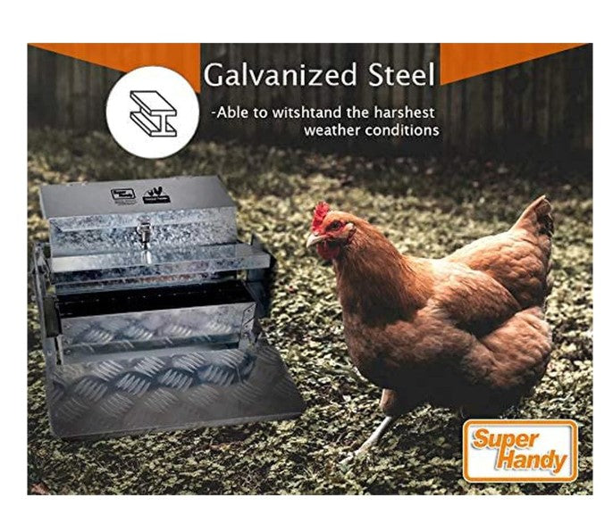 Super Handy GUT028 20 lb Capacity Galvanized Steel Automatic Chicken Feeder New