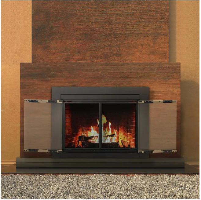 Pleasant Hearth Alsip Medium 32.5 by 37 in. Opening Glass Fireplace Doors New