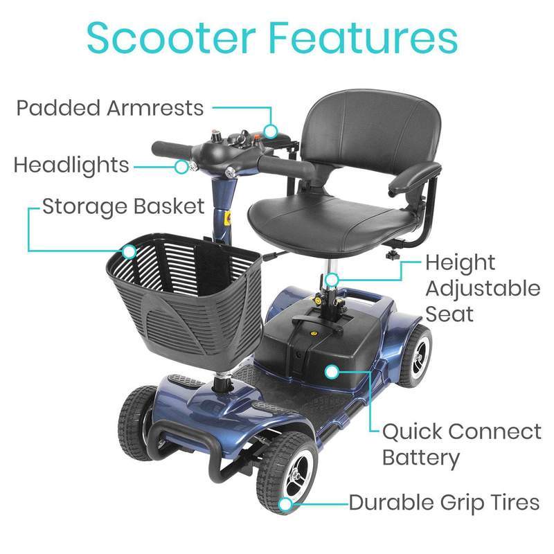 Vive Health MOB1027 4-Wheel Swivel Seat Mobility Scooter Blue New