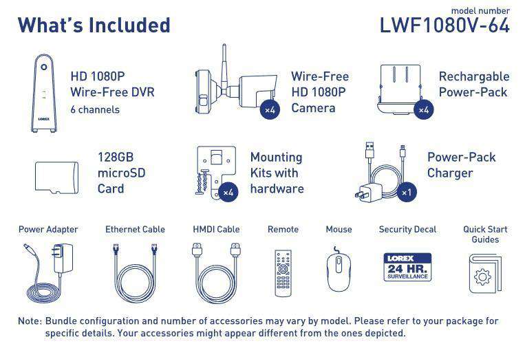 Lorex LWF1080V-64 Wire Free Battery Powered 4 Camera 6 Channel Indoor/Outdoor Security Surveillance System Open Box