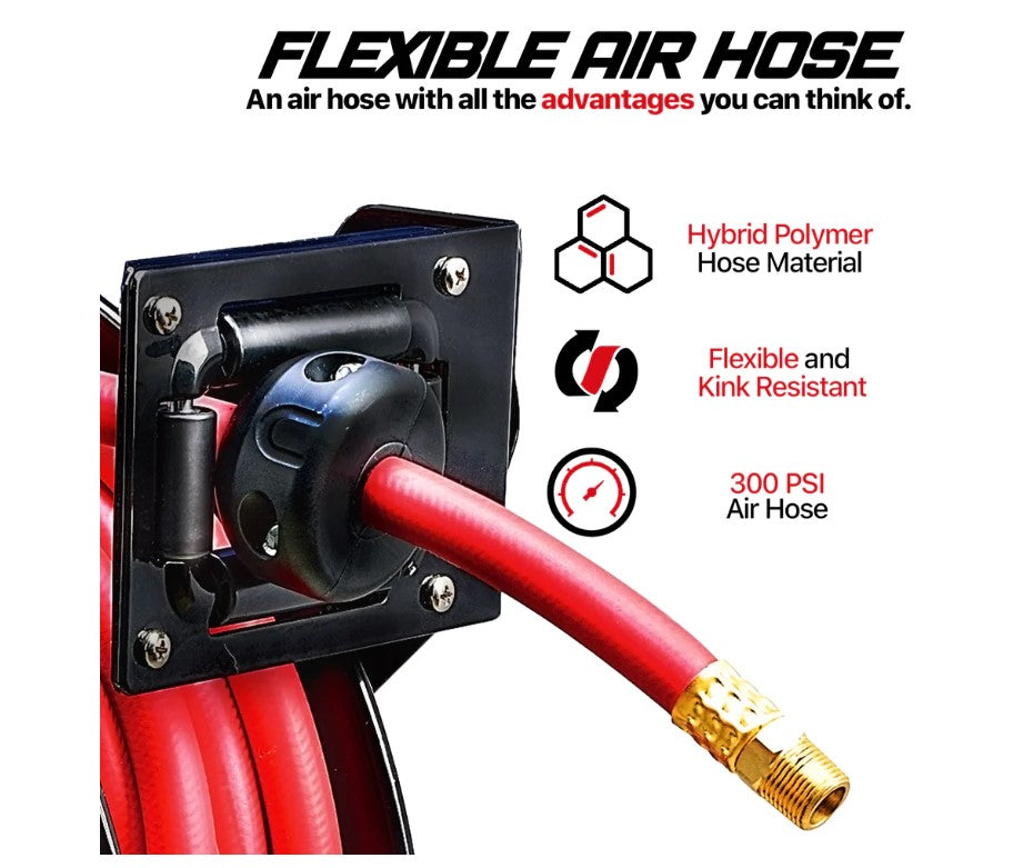 Coxreels Aluminum Air Hose Reel - 1/4 x 50 ft - hose Included