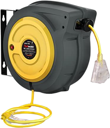 ReelWorks GUR024 14 AWG x 50' 13A 3 Grounded Outlets Mountable Retractable Extension Cord Reel New