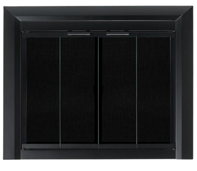 Pleasant Hearth Clairmont Large 32.5 by  43.5 in. Opening Glass Fireplace Doors Black New