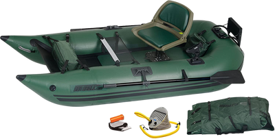 Sea Eagle 285 Inflatable Portable Frameless Fishing Pontoon Boat Pro Package Green 285FPBK_P New