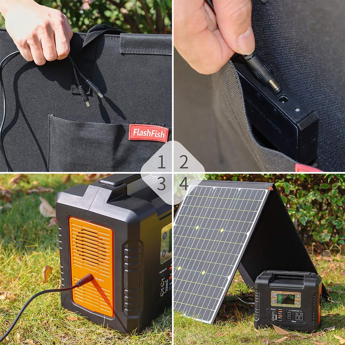 Flashfish 100W 18V Portable Foldable Solar Panel With 5V USB 18V DC Output Compatible With Portable Generators, Smartphones, Tablets And More New