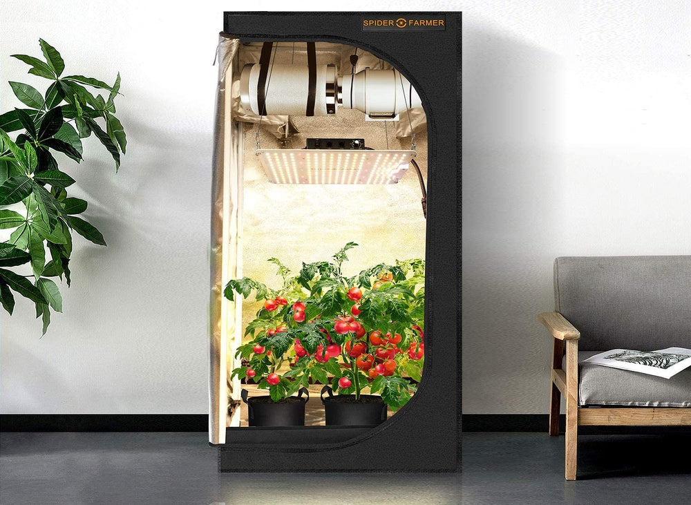 spider farmer sf1000 grow tent kit Spider Farmer SF1000 LED Grow Light + 2' x 2' Grow Tent + Inline Fan