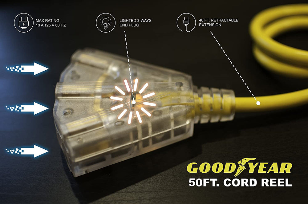 Goodyear 40 ft. Indoor/Outdoor Retractable Extension Cord Reel