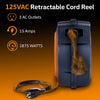 Super Handy GUR030 12AWG x 65' 15A 3 Grounded Outlets Mountable Retractable Extension Cord Reel New