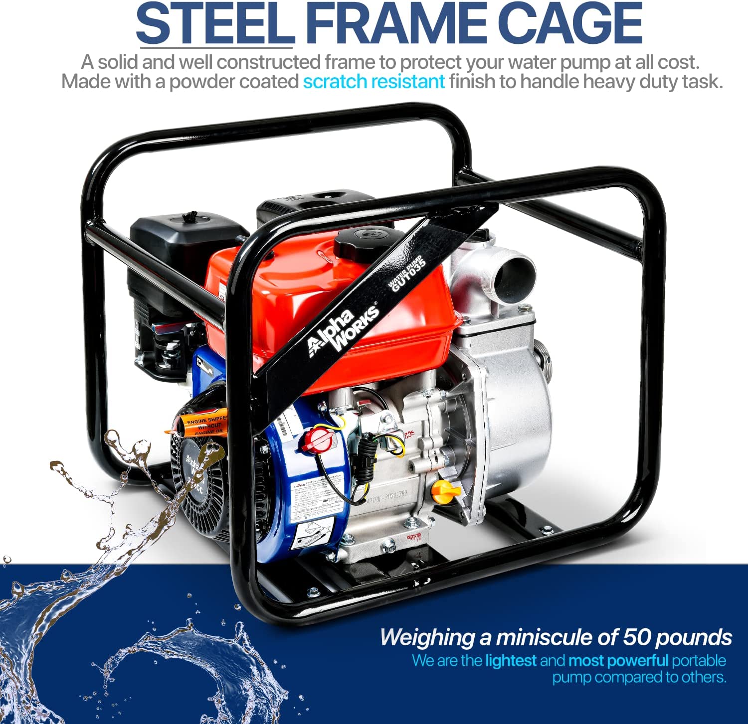 Alpha Works GUT035 7 HP Gas Engine 196 CC Max Flow 132 GPM