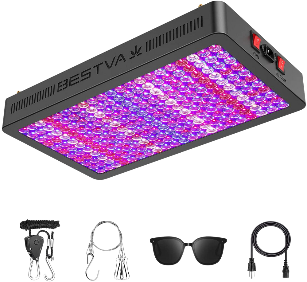 BESTVA 3000W Double Chips LED Grow Light Full Spectrum 12 Band Grown Lamp for Greenhouse Hydroponic Indoor Veg and Flower New