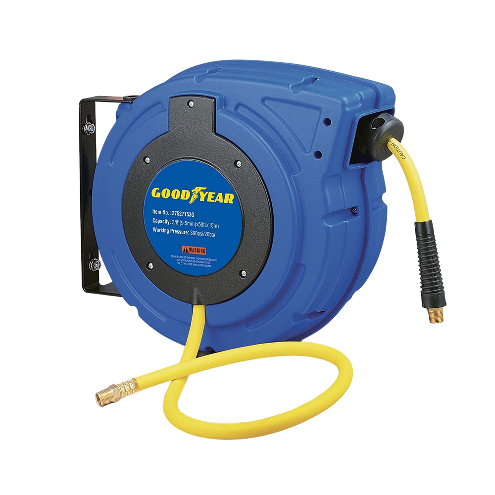 Goodyear 300 PSI 3/8 x 50' Retractable Air Hose Reel New – FactoryPure