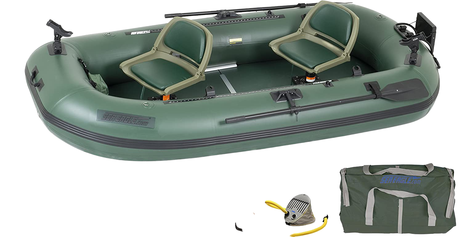 Sea Eagle Stealth Stalker STS10 Inflatable Portable Frameless Fishing Boat Pro Package Green New