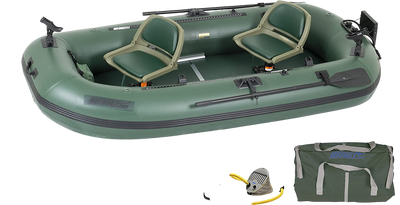 Sea Eagle Stealth Stalker STS10 Inflatable Portable Frameless Fishing Boat Pro Package Green STS10K_P New