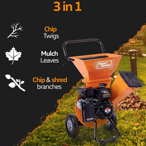 Super Handy GUO019 Wood Chipper Shredder Mulcher Ultra Heavy Duty 7HP