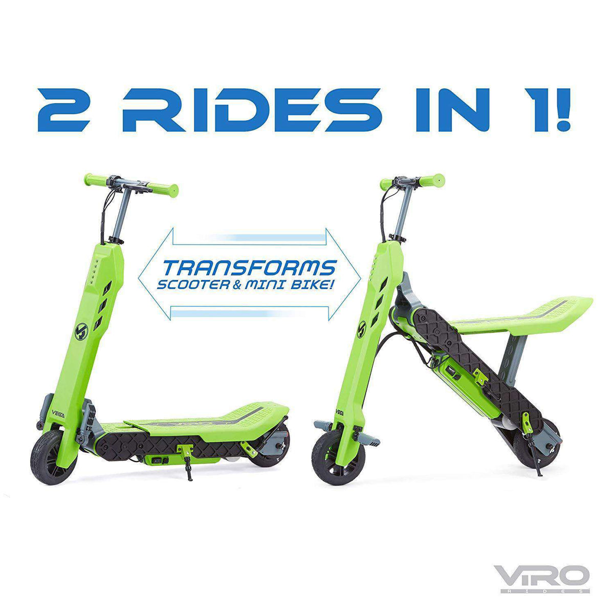 Little Tikes Viro Rides Vega 2-N-1 Transforming Electric Scooter Green New