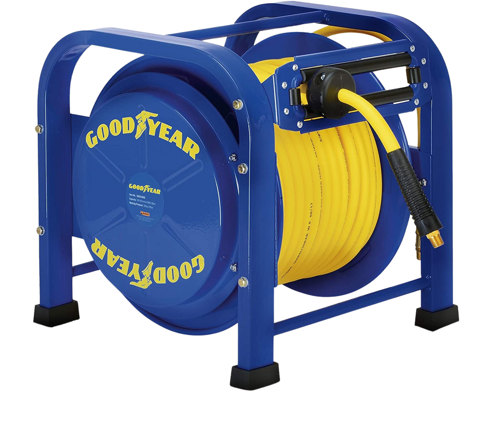Goodyear 3/8" x 100' 3/8" MNPT Connections Portable Industrial Retractable Air Hose Reel New