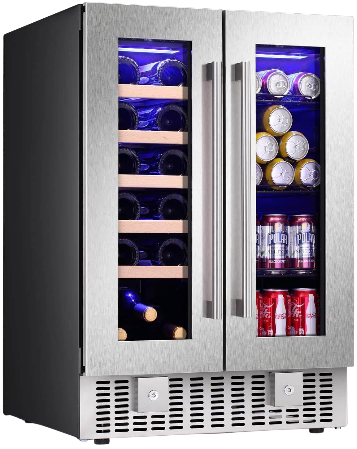 Antarctic Star W515 24 Inch 2 Door Dual Zone Beverage Refrigerator with Digital Memory Temperature Control New