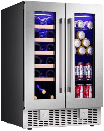 Antarctic Star W515 24 Inch 2 Door Dual Zone Beverage Refrigerator with Digital Memory Temperature Control New