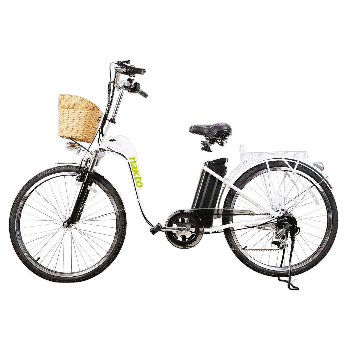 NAKTO 26 inch 250W Motor with Peak 350W 19 MPH Camel Electric Bicycle 6 Speed E-Bike 36V Lithium Battery Female/Young Adult White New