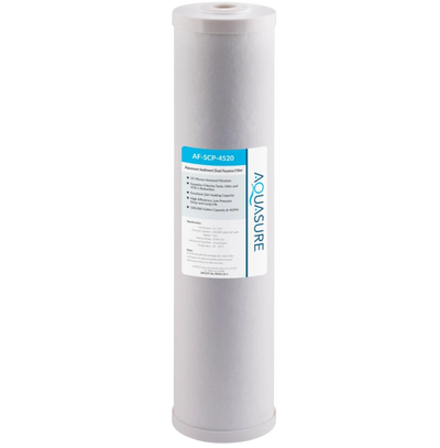 Aquasure AF-SCP-4520 Fortitude V Series 20 Inch High Capacity 25 Micron Sediment and Carbon Dual Purpose Carbon Filter New