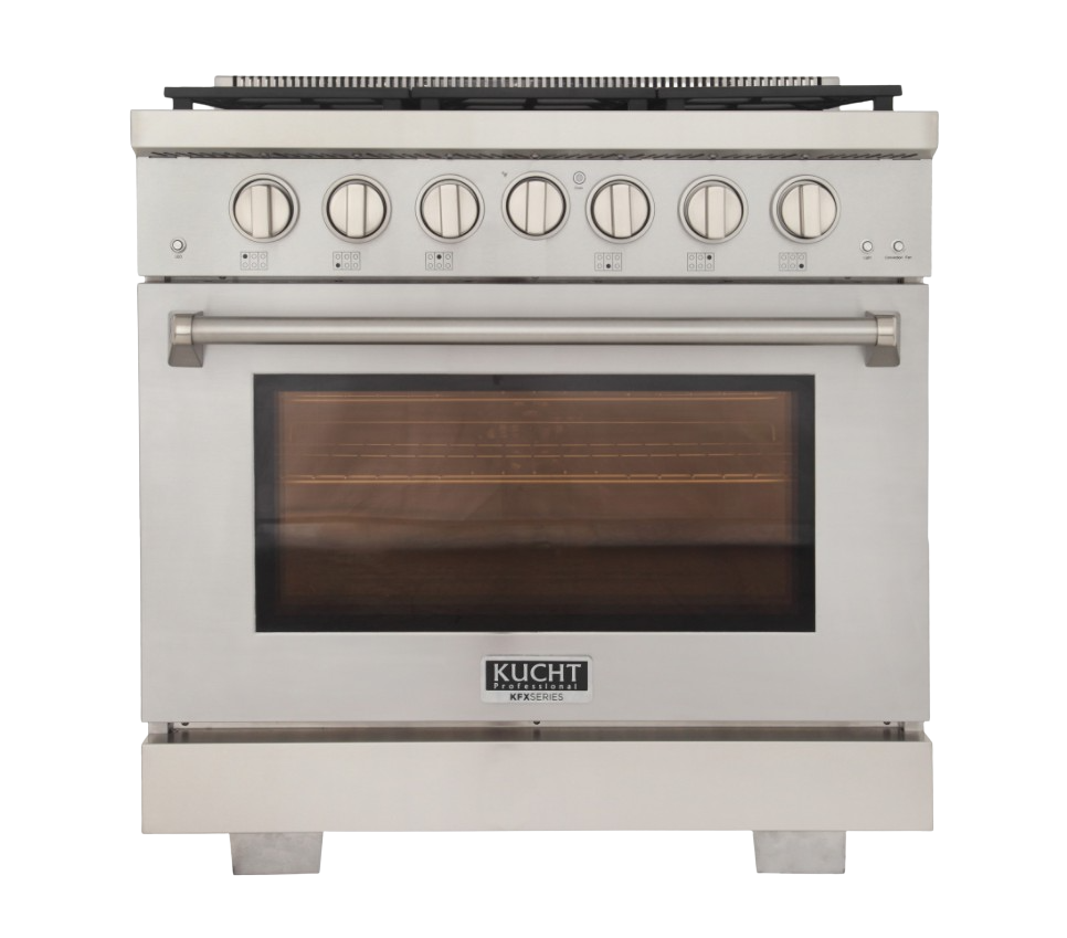 Kucht KFX360 36" Professional Gas Range with 6 Sealed Burners and Convection Oven with NG & LP Options New